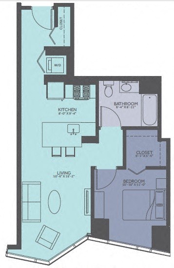 1 Bedroom 05-Avenue/02 Tower A Floorplan Image